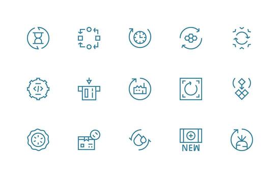 Refresh Visual Pack containing 15 Regular Line Icons Functional Icon Series vector