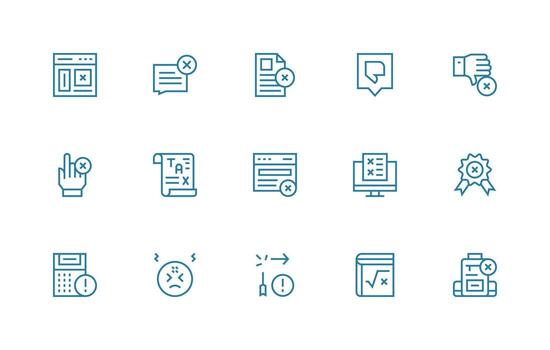 Incorrect including 15 Regular Line Illustrations Reusable Icon Set vector