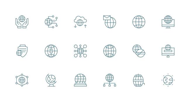 18 Minimal Line Icons for Worldwide Graphics Line Icon Collection vector