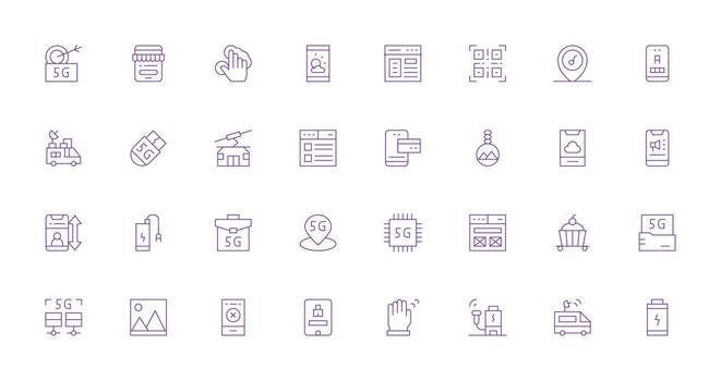 32 Thin Line Designs for Mobile Icons Clean Icon Set Icon Pack for UI Projects vector