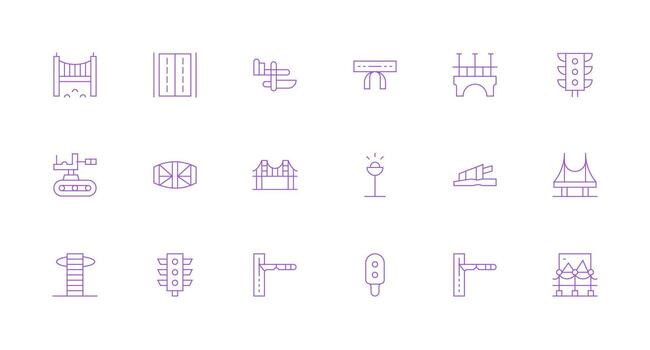 Minimal Line Icons from Roadway Set with 18 Vectors Organized Icon Pack for Quick Access