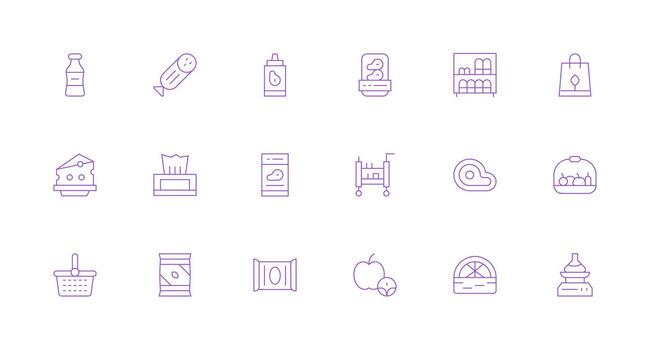 Grocery Visual Pack containing 18 Minimal Line Icons Dashboard Icon Series vector