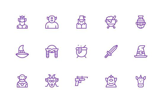 Regular Line Icons from Fantasy Set with 15 Vectors Standard Icon Pack