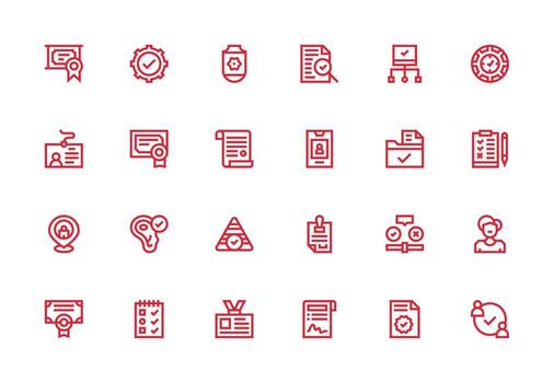 Verification Design Icons featuring 24 in Thick Line Line Style Multi-Purpose Icon Set vector