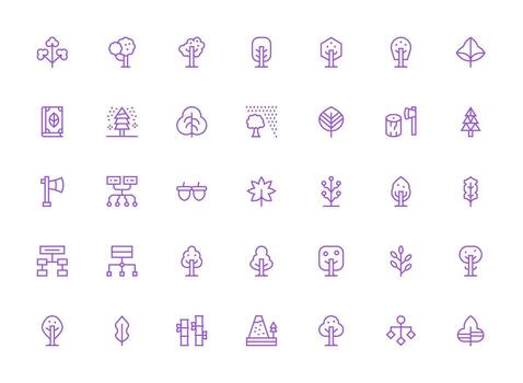 árbol diseño íconos presentando 35 en regular limpiar línea estilo mínimo icono conjunto para interfaz proyectos vector