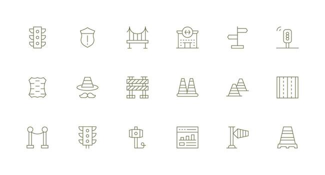 18 Minimal Line Vectors for Traffic Theme UI and UX Focused Icon Collection