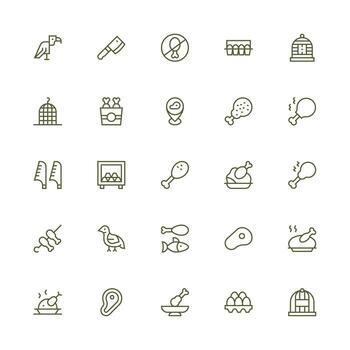 25 Medium Stroke Outline Designs for Poultry Icons Core Icon Collection for Daily Tasks vector