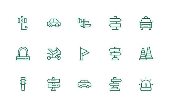 Regular Line Style Road Icons with 15 Vectors Clean Icon Set Icon Pack for UI Projects