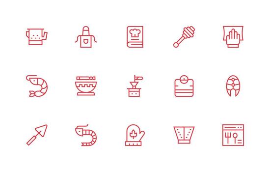 15 Icons for Kitchen in Regular Line Format Neutral Style Icons for Any Project vector