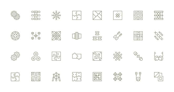 Interlocking Design Icons featuring 32 in Thin Line Style Full Icon Library for UI Designers vector