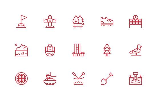 15 Regular Line Icons for Ground Graphics Design Ready Icon Set for Teams vector