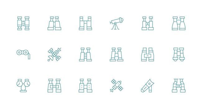 Telescope including 18 Minimal Line Illustrations Flexible Icon System for Web Interfaces vector
