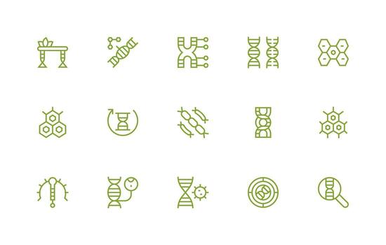 Molecular Visual Pack containing 15 Regular Line Icons Basic Icon Series vector
