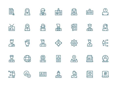 35 User Icons in Regular Clean Line Aesthetic Multi-Purpose Icon Pack for Templates vector