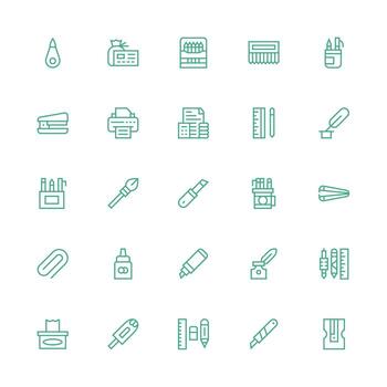 Stationery Visual Pack containing 25 Medium Stroke Outline Icons Core Icon Collection for Daily Tasks vector