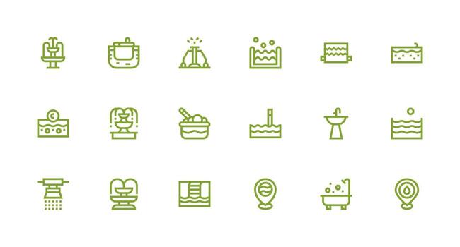 Water Feature featuring 18 Icons in Strong Stroke Line Design Layout Icon Collection vector