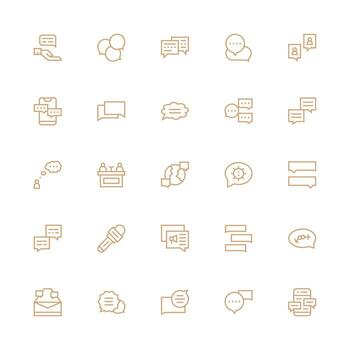 25 Dialogue Icons in Medium Stroke Outline Aesthetic Well-Structured Icons for Creative Use vector