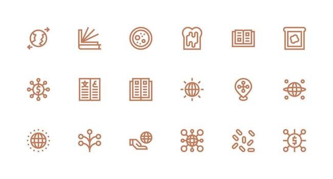 Spread Visual Pack containing 18 Strong Stroke Line Icons Optimized Icon Pack for Digital Products vector