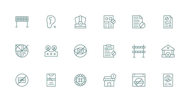 No Access featuring 18 Icons in Minimal Line Design Functional Icon Series vector