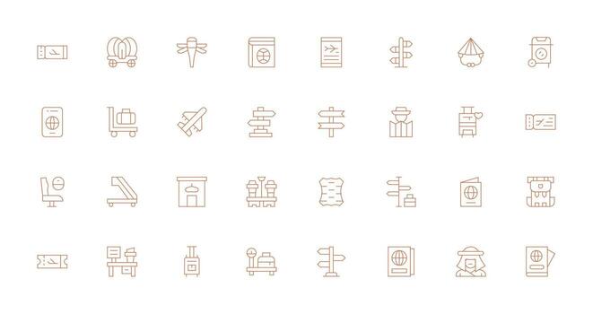 32 Thin Line Style Icons from Traveler Collection Fully Editable Icon Set for Web vector