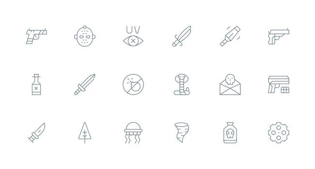 Dangerous Design Icons featuring 18 in Minimal Line Style Customizable Icon Series for Mobile Screens vector