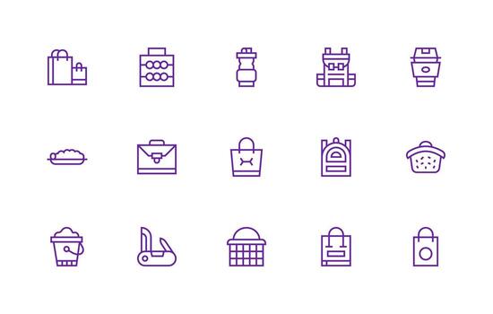 15 Icons for Carry in Regular Line Format Responsive Icon Set for Flexible Layouts vector