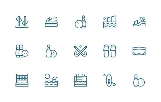 Leisure Icon Set with 15 Regular Line Graphics Optimized Icon Pack for Digital Products vector