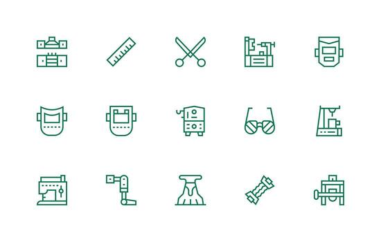 15 regular línea íconos para fabricación gráficos moderno icono conjunto vector