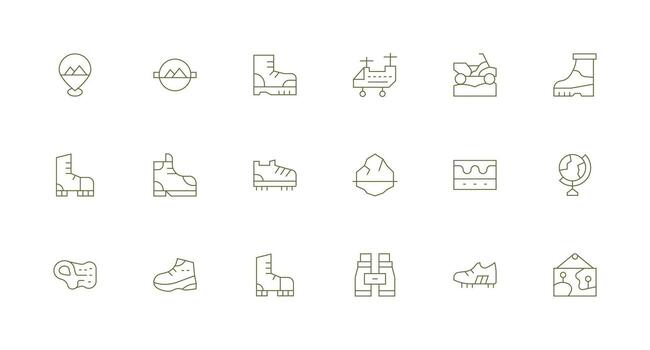 Minimal Line Style Terrain Icons with 18 Vectors Organized Glyph Icons for Fast Design