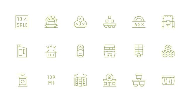18 Icons for Bulk in Minimal Line Format Icon Pack vector