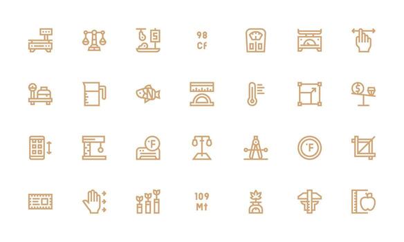Scale Design Icons featuring 28 in Bold Line Style Versatile Icon Collection for Designers vector