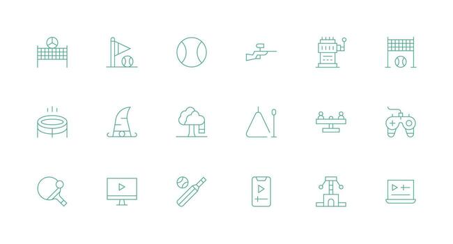 Play Visual Pack containing 18 Minimal Line Icons Clean Set for Layout Prototypes vector