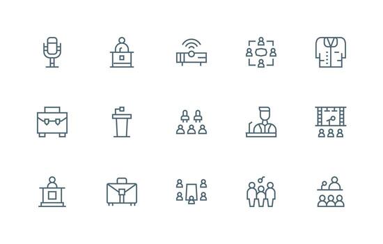 15 Regular Line Style Icons from Conference Collection Layout Icon Collection vector