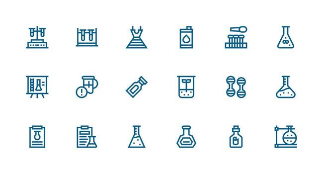 18 Flask Icons in Strong Stroke Line Aesthetic Well-Structured Icons for Creative Use vector