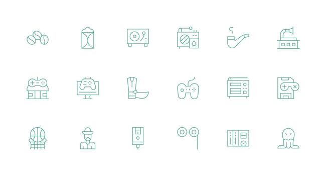 18 Icons for Retro in Minimal Line Format Simplified Icon Pack for Visual Tools vector