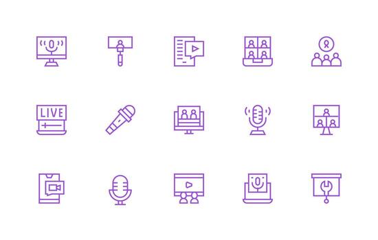 Regular Line Icons from Webinar Set with 15 Vectors Icon Set