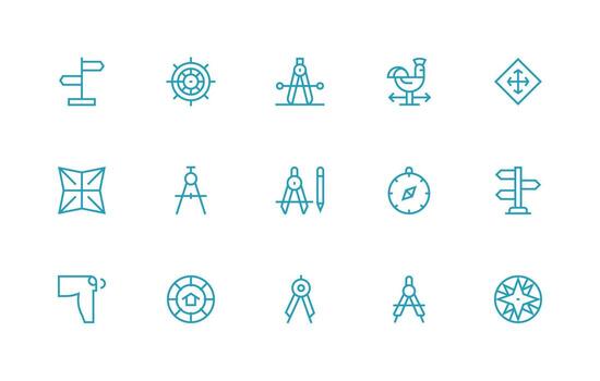 15 Regular Line Style Icons from Compass Collection Scalable Icons for Cross-Platform Interfaces vector