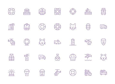 Light Line Icons from Rescue Set with 35 Vectors High-Quality Icon Pack