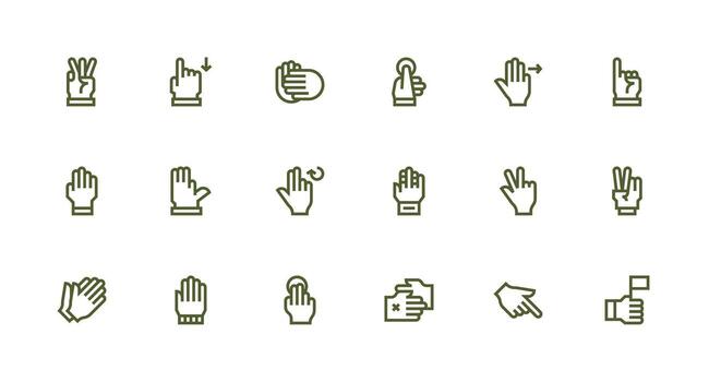 Gesture Icon Set with 18 Strong Stroke Line Graphics Multi-Purpose Icon Pack for Templates vector