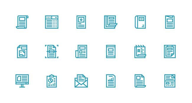 Excel Design Icons featuring 18 in Strong Stroke Line Style Optimized Icon Pack for Digital Products vector
