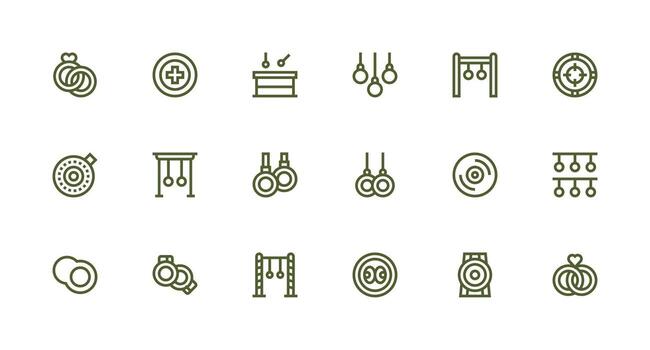 Rings Set with 18 Strong Stroke Line Icons UI Icon Set vector