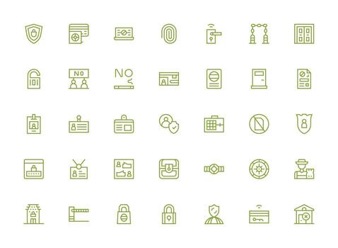35 Access Control Icons in Regular Clean Line Aesthetic Digital Icon Collection vector