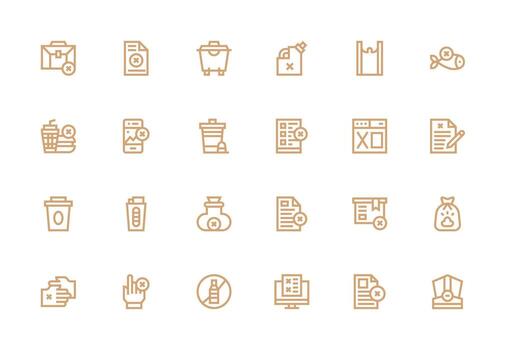 Refuse featuring 24 Icons in Thick Line Line Design Minimal Icon Set for Interface Projects vector