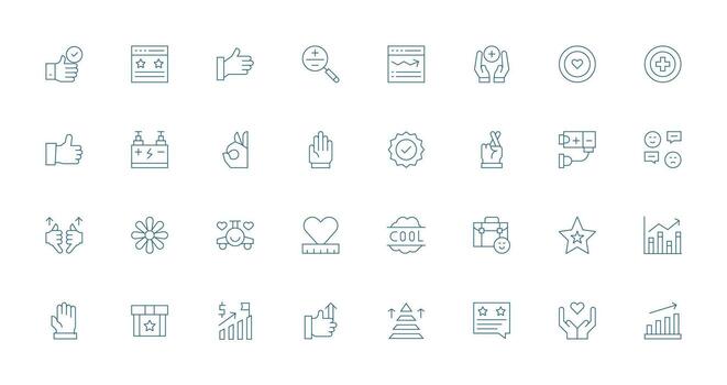 Thin Line Icons from Positive Set with 32 Vectors Multi-Purpose Icon Set