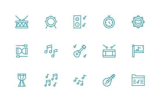 regular línea estilo ritmo íconos con 15 vectores interfaz íconos para diario utilizar