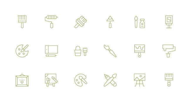 Minimal Line Icons from Painting Set with 18 Vectors Glyph Icon Series