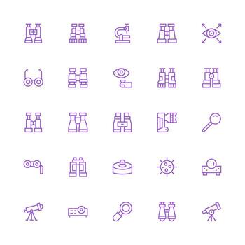 25 Medium Stroke Outline Icons for Optical Graphics Neat Icon Set vector