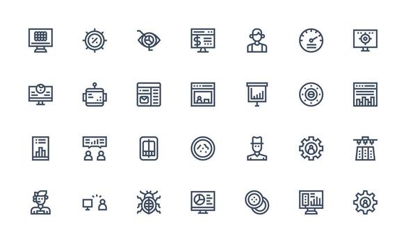 28 Bold Line Designs for Dashboard Icons Clean Icon Collection for Web Use vector