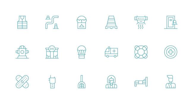 18 Emergency Icons in Minimal Line Aesthetic Multi-Style Icons for Creative Projects vector