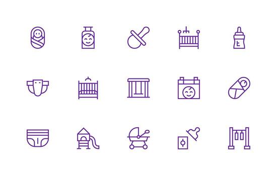 15 Icons for Childcare in Regular Line Format Core Icon Collection for Daily Tasks vector